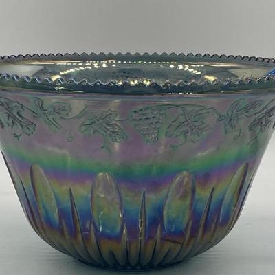 Vintage Iridescent Carnival Glass Punch Bowl 