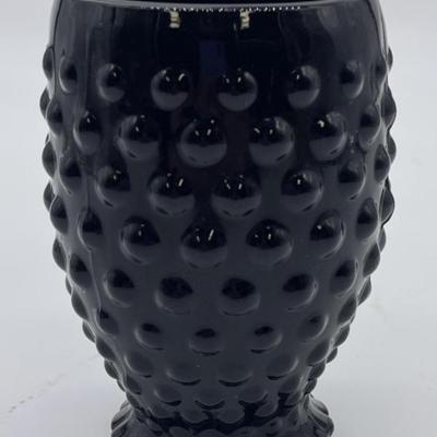 Vtg. Black Hobnail Footed Tumbler / Vase