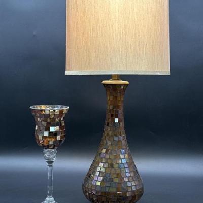 (2) Mid Century Mosaic Tile Lamp w/ Shade