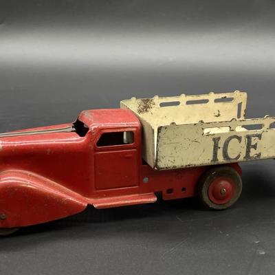 Vintage Pressed Steel Ice Delivery Stake Truck,