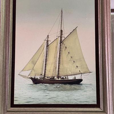 wood frame sailboat picture