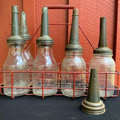 Glass oil bottles and carrier oil and gas