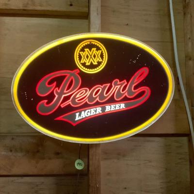 Lighted Pearl Beer Advertising Sign