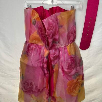 Vintage Imperiale Di Mimmina Made In Italy Hot Pink Rose Dress, Est. Size 4Â 