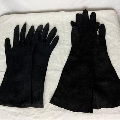 Two Pairs Black Suede Gloves, Including Made In ItalyÂ 