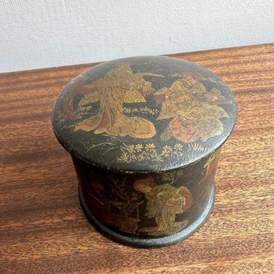 Antique Japanese Lacquered Papier-mache BoxÂ 
