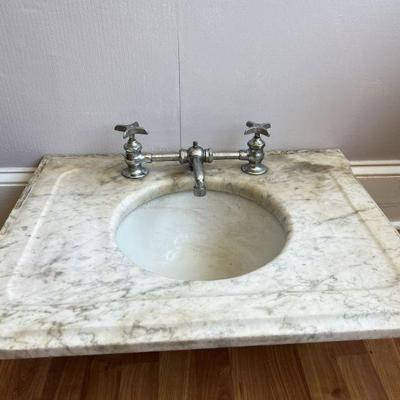 Antique Marble Top Sink, Faucet & Taps From 1880s HomeÂ 