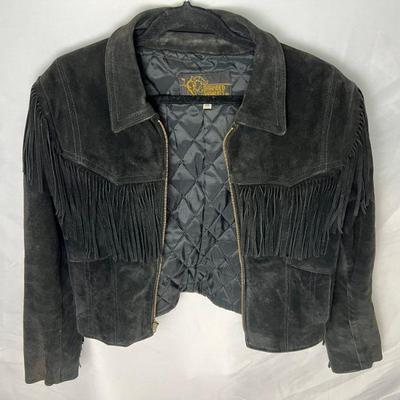 Vintage Branded Garments Black Suede Fringe Jacket - Made In USAÂ 