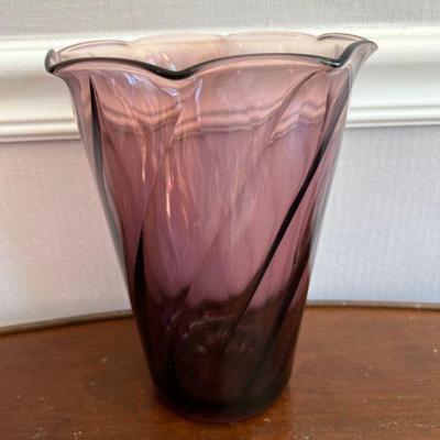 Vintage Hazel Atlas Amethyst Purple Glass VaseÂ 