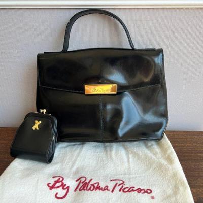 Paloma Picasso Black Leather Handbag & Coin PurseÂ 