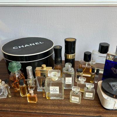 Collection Of Vintage French Perfume, Perfume Bottles, Chanel BoxÂ 