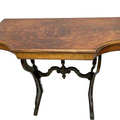 Charles X Style Console Table With Book-Matched Burlwood Top 
