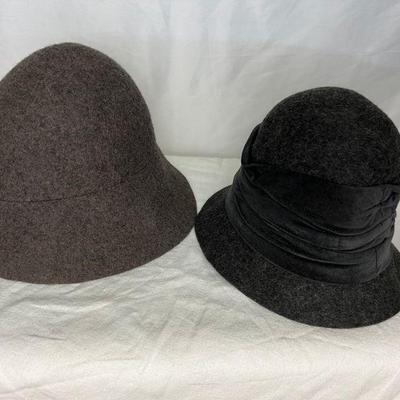 Pair Of Basset Wool Cloche Or Bucket HatsÂ 