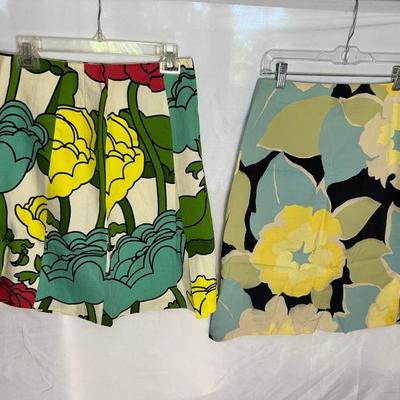 Duo Of Graphic Floral Print Skirts One Max Mara Weekend, Estimated Size 4Â 