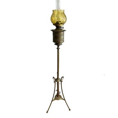 Antique Success Brass Lamp w/ Dragon Detail