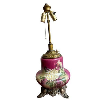 Antique Victorian Hand-Painted LampÂ 