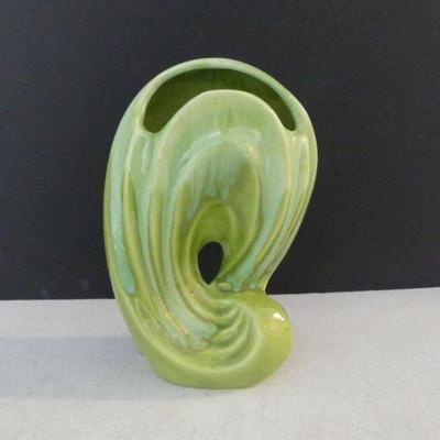 Vintage MCM Unusual Green/Blue Drip Ceramic Vase