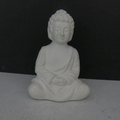 Vintage White Ceramc/Porcelain Serene (Meditating) Buddha Statue