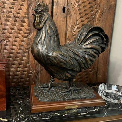Jay O'Meilia (OK) bronze rooster.