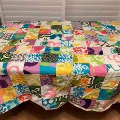 MTH069 Vintage Hawaiian Patchwork Quilt Blanket