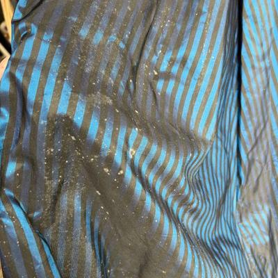 Velvet w/ Black & Teal Striped Taffeta Formal Gown - some mildew 