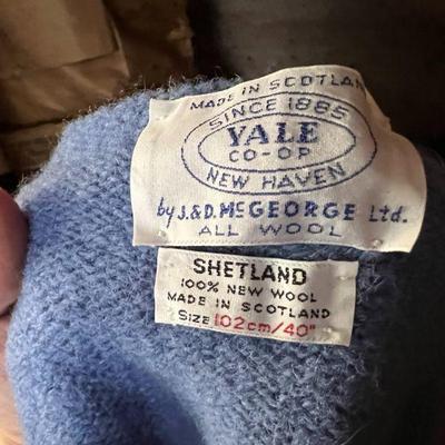 Yale Co-Op Vintage Made in Scotland Shetland Wool Blue Sweater $40