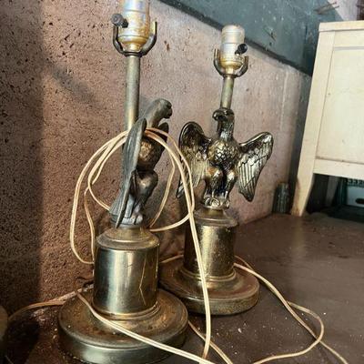 Pair of Brass Eagle Form Lamps $60