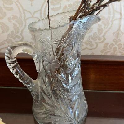 American Brilliant Period Cut Glass Pitcher (internal crack where handle is applied, not sure if it was created that way or damage) $35