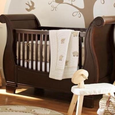 Pottery Barn Kids Larkin Crib in Espresso. This beautiful sleigh crib has grand curves and generous proportions combining the grace of an...