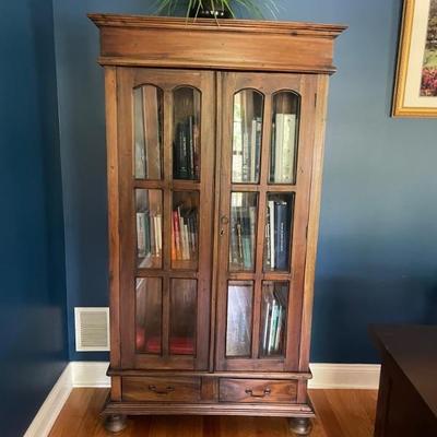 Vintage Library bookshelves.  2 available. Glass display. 13