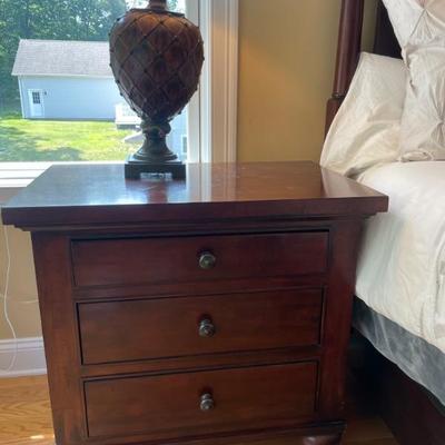 A pair of Restoration Hardware Camden & Sutter Nightstands.  Features classic details, such as dove joinery, beveled front drawers fronts...