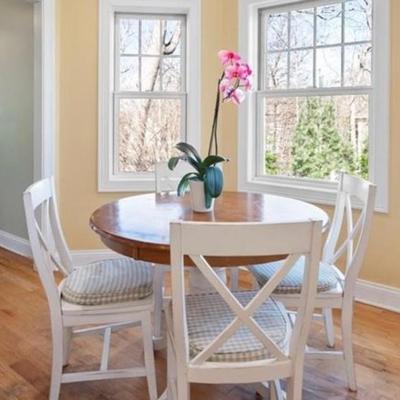 Madison Furniture Barn Canadel Round Pedestal Table and 4 x-back chairs.  (Can be sold separately)