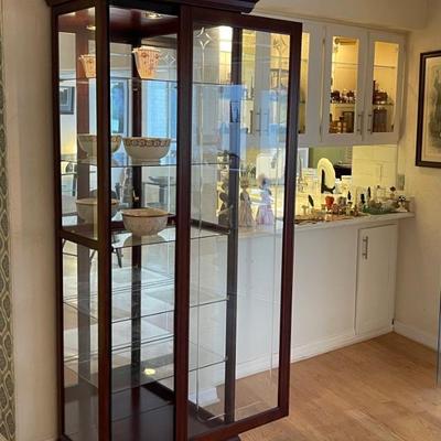 Lighted Curio / Display Cabinet with Sliding Front Door