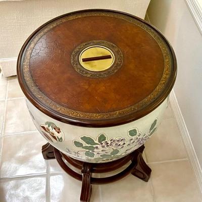 Chinese Porcelain Fishbowl Table with Base 