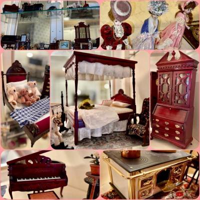 Quality Dollhouse Furniture and Gorham Porcelain Dolls