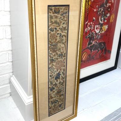 Pair of Framed Antique Chinese Silk Embroidery Panels