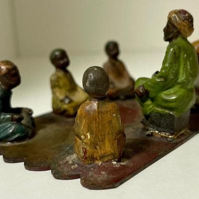 Antique Cold Painted Bronze Sculpture : Arab Teacher and Children on Rug ( Made in Vienna Austria )