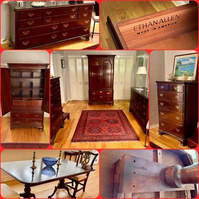 Matching Ethan Allen Bedroom Furniture: Dresser, Chest of Drawers, High Boy Armoire 