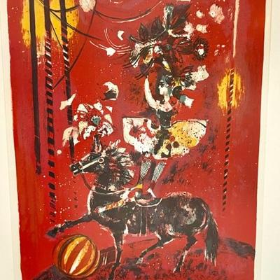 Signed Lithograph by Pierre Jacquot "Girl on Horse"