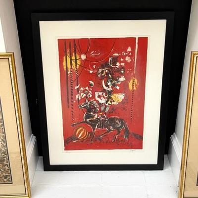 Signed Lithograph by Pierre Jacquot "Girl on Horse"