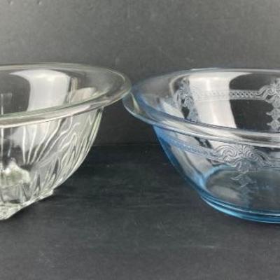  Anchor Hocking Fire-King Sapphire
Blue Philbe Utility Bowl & Vintage Square
Bottom Clear Federal Glass Bowl