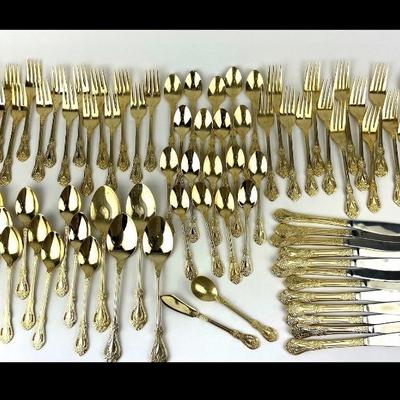 Stainless Gold-Toned Flatware Set Made in China