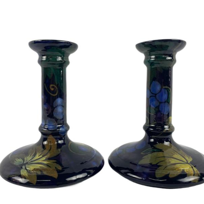  Royal Stanley Ware Jacobean Candle Holder Pair - England