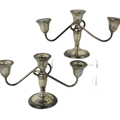 ROGERS Sterling Silver Candelabras - Weighted - Set of Two
