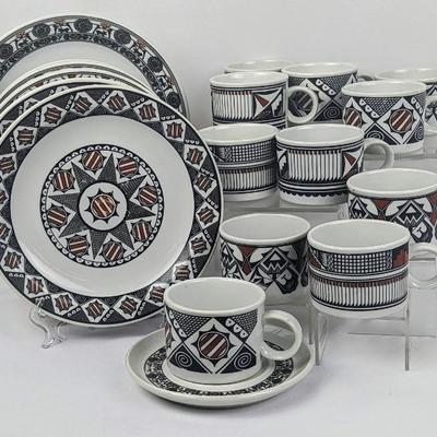 Vintage COE DRU Taiwan Tribal Design - Dinner Plates and Mugs