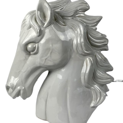  Vintage White Porcelain Horse Head Sculpture
