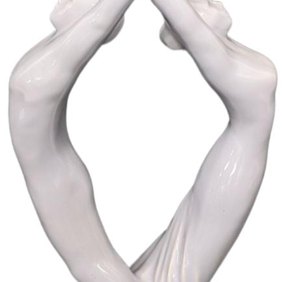 Royal Haeger 1999 Dancers Sculpture - White Gloss Art Pottery