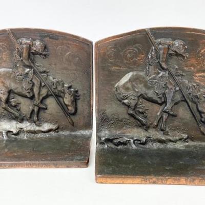 Solid Bronze Bookends - The End of the Trail - Set of 2