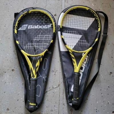 #2604 • (2) Babolat Tennis Rackets & Covers
