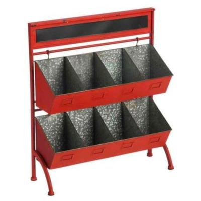 #6542 â€¢ Rustic Red Three-Tiered Iron Number Storage Cubby with Chalkboard Header
